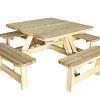 Picknicktafel Vierkant, 40 mm dik, bladmaat 115 x 115 cm.