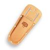 Lederen holster met  riemlussen en metalen riemclip.