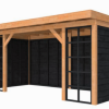Buitenverblijf Comfort Compleet 500x270cm Basis onbehandeld, wanden zwart geïmpregneerd