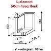 L-Hoekelement 30x30x50 (bxdxh) Roestbruin