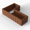 Bloembak corten Module+ L-vorm 90x450x360x42 cm