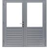 Hardhouten dubbele 1-ruits deur Prestige met dubbelglas, 202 x 221 cm, grijs gegrond.