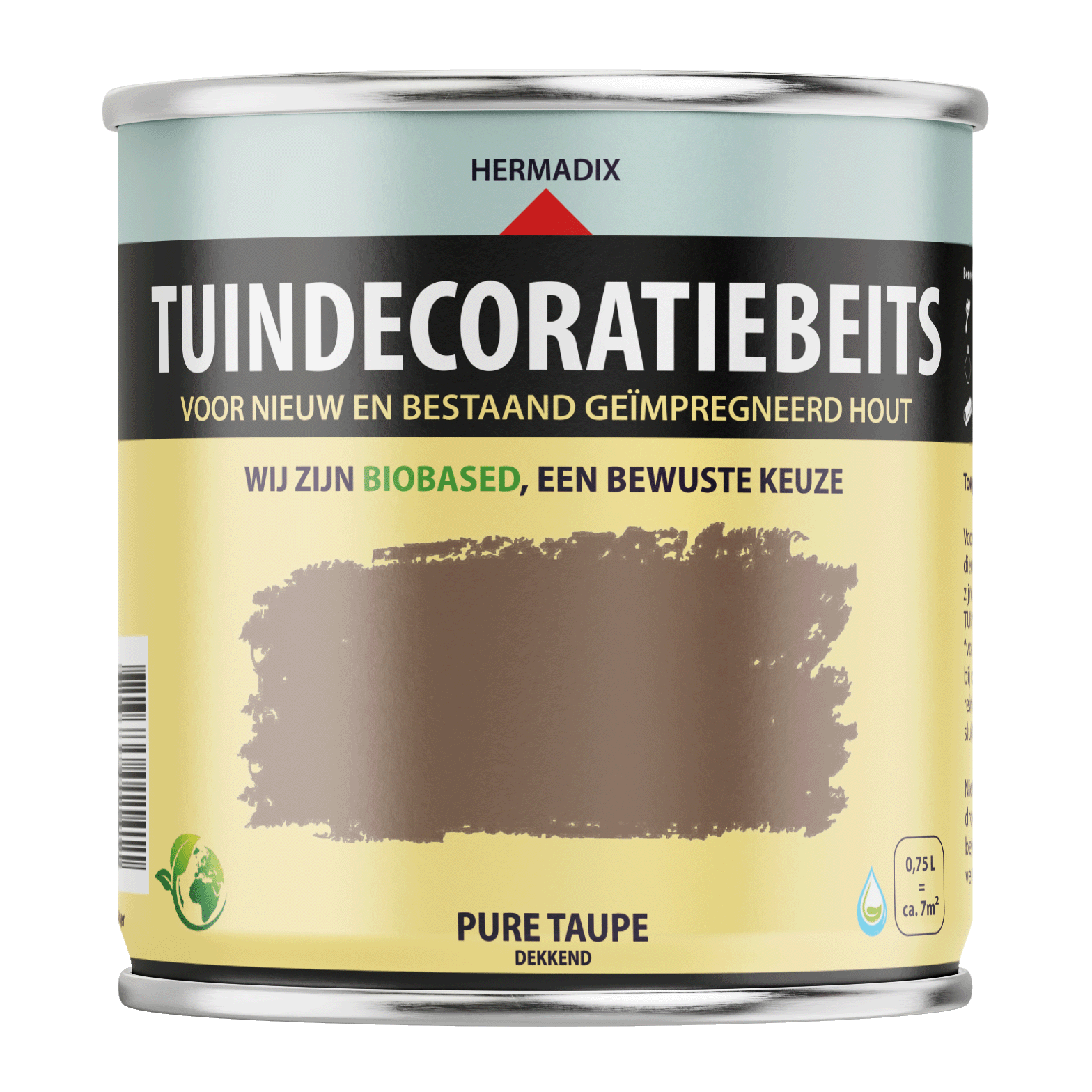 tuindecoratiebeits pure taupe 750ml front klein 