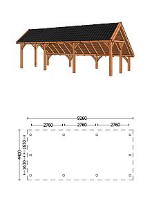 Kapschuur De Hoeve XL 9260x4400x3750mm (bxdxh)