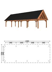 Buitenverblijf Zadeldak XXL 15050x5950x4900mm (bxdxh)