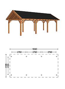 Buitenverblijf Zadeldak XL 9260x4400x4250mm (bxdxh)