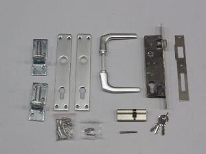 Set voor tuindeuren met kruk en schild + 2 duimen - aluminium