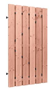 Douglas geschaafde plankendeur op zwart verstelbaar stalen frame, 16 mm, 100 x 195 cm, onbehandeld.