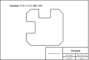 Grenen sleufpaal 8,8 x 8,8 x 270 cm, t.b.v. 28 mm profielplanken, hoekpaal, groen geïmpregneerd.