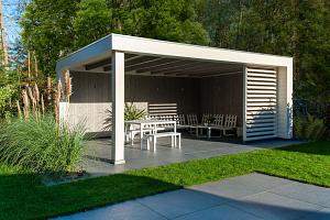 Buitenverblijf Verona model links 9150x4000x2500mm (bxdxh)