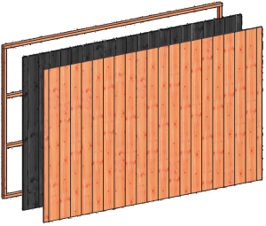 Wandmodule E sponningplanken 3405x2200mm zwart