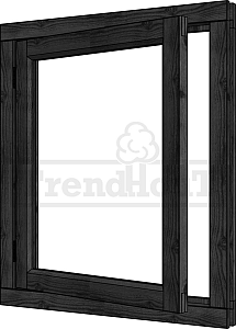 Douglas Steel Look vleugelraam enkel 754x905mm linksdraaiend zwart - module 01