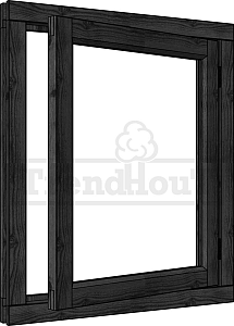 Douglas Steel Look vleugelraam enkel 754x905mm rechtsdraaiend zwart - module 01