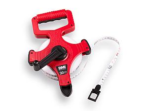 Kruishaspel glasvezel bandmaat 30 m met markeerpunt.