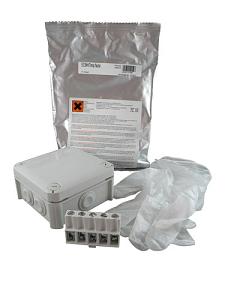 OBO kabeldoos + giethars + klem grijs