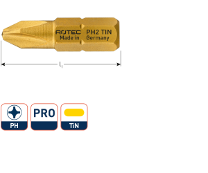 PRO Schroefbit Philips PH3 L=25 TiN-gecoat (2 st per set)