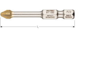 IMPACT Schroefbit Pozi PZ1 L=50 Diamond (2 st per set)