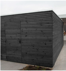 Vuren dubbel rhombus 2,8 x 14,5 x 420 cm zwart gespoten