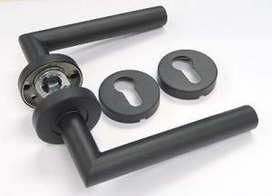 Deurkruk met rozetten - zwart