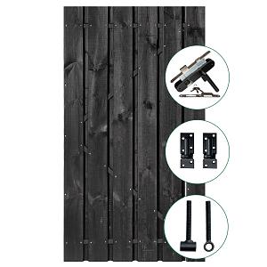 Tuindeur Privacy grenen geschaafd zwart 120x195cm - incl. zwart slot