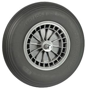 Wiel 400x8 grijs softwiel PVC kogellagers 13 cm as