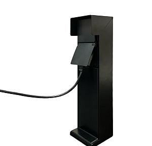 Tuinpaal - pro+ Vlondermontage met kabeldoos, afdekkap en installatiedraad zwart