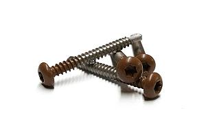 RVS schroef met gekleurde top voor NTW Castellation PRO, set a 50 stuks incl. bit, Teak.