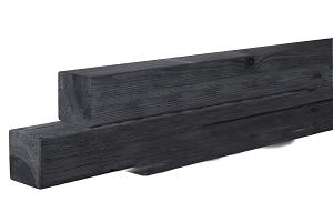 Geschaafde paal grenen 8,8 x 8,8 x 270 cm, zwart gedompeld