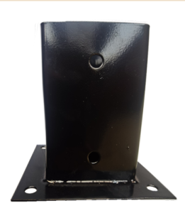 Paalhouder met plaat 71x71x150 2mm zwart gepoedercoat