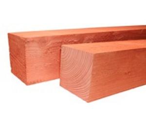 Douglas fijnbezaagde paal 12 x 12 x 400 cm, onbehandeld.