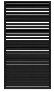 Vuren shutterscherm, 120 x 224 cm, zwart gespoten.