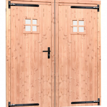Douglas dubbele 1-ruits deur inclusief kozijn, 168 x 201 cm, transparant gespoten.