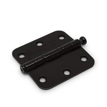 Kogellagerscharnier, ronde hoeken 89x89mm - RVS pen - zwart gepoedercoat