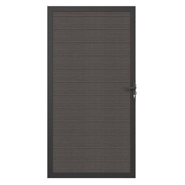 NewTechWood co-extrusie composiet deur in aluminium frame, horizontaal, 100 x 195 cm, Silver Gray.