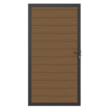 NewTechWood co-extrusie composiet deur in aluminium frame, horizontaal, 100 x 195 cm, Teak.