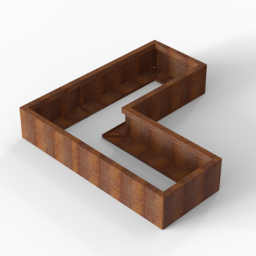 Bloembak corten Module+ L-vorm 60x120x120x28 cm