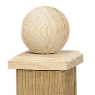 Paalornament bol op plaat 8 x 8 cm hout.