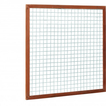 Hardhouten betonijzertrellis met maas 7,5 x 7,5 cm, in raamwerk 4,5 x 7,0 cm, 180 x 180 cm.