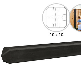 Betonpaal met diamantkop t.b.v. rotsmotief platen 10 x 10 x 280 cm, antraciet gecoat eindpaal.