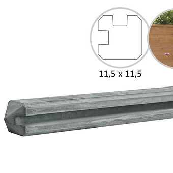 Betowood betonpaal t.b.v. schutting 11,5 x 11,5 x 277 cm, grijs hoekpaal, ongecoat