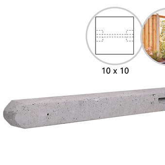 Betonpaal stampbeton 10 x 10 x 190 cm, grijs tussenpaal t.b.v. scherm 90 cm hoog.
