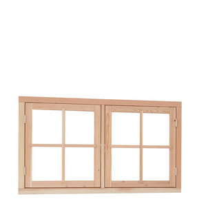 Douglas dubbel uitzetraam, 141,2 x 83,7 cm, onbehandeld.