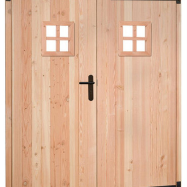 Douglas dubbele 1-ruits deur inclusief kozijn, 168 x 201 cm, onbehandeld.