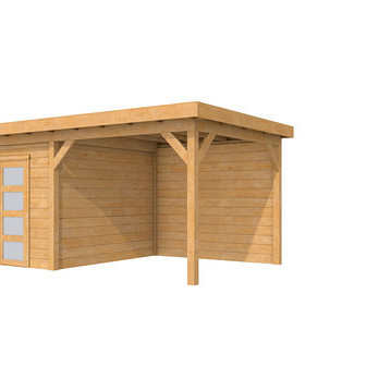 Douglas Topvision Premium tuinhuis Roek 300x300 cm met luifel 3 meter, onbehandeld.