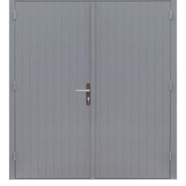 Hardhouten dubbele dichte deur Prestige, 202 x 221 cm, grijs gegrond.