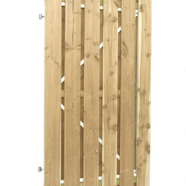 Jumbodeur v.z.v. slotgat, geschaafd vuren 15 mm op verstelbaar stalen frame 100 x 200 cm, recht verticaal.