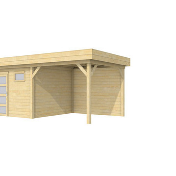 Topvision tuinhuis Kieviet 400x300 cm met luifel 3 meter, onbehandeld.