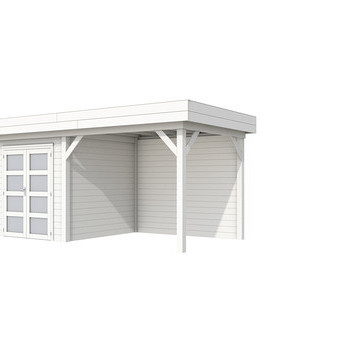 Topvision tuinhuis Kolibri 250x250 cm met luifel 3 meter, wit gespoten.
