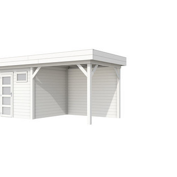 Topvision tuinhuis Kuifmees 250x250 cm met luifel 3 meter, wit gespoten.