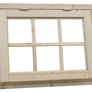 Vuren 6-ruits uitzetraam, 89,9 x 70,3 cm, onbehandeld.